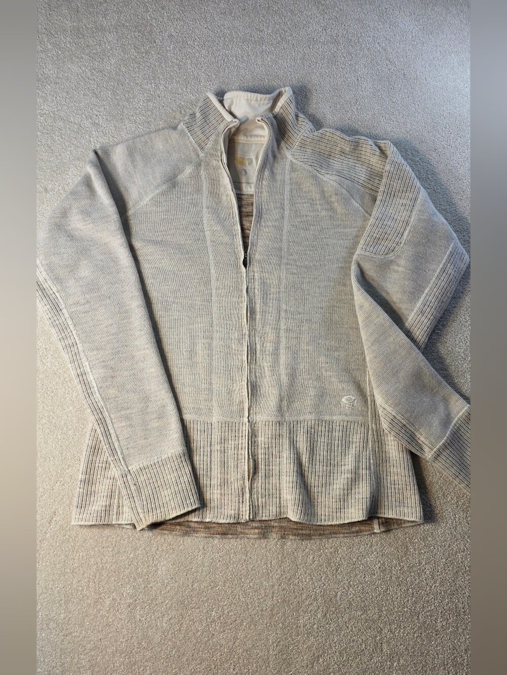 Mountain Hardwear White Wool Blend Long Sleeve Full Zip Hiking Jacket Womens XL